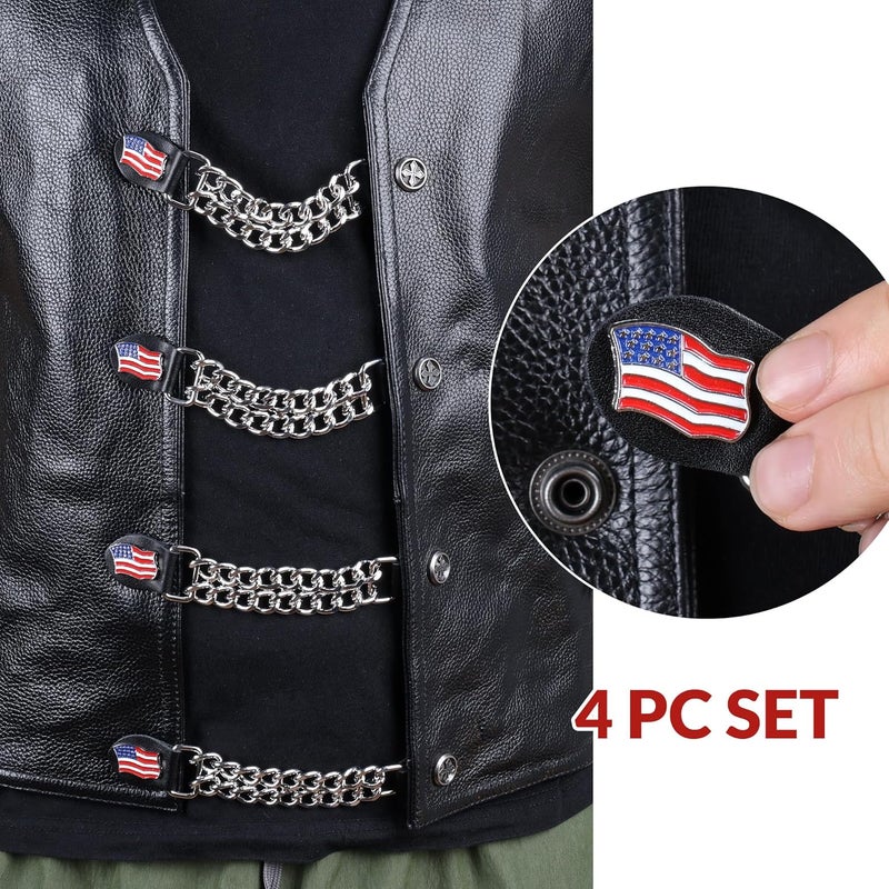 Mirthcos Motorcycle Vest Extenders for Men & Women - 4 PCS Leather Vest Extensions for Biker - Durable Double Chrome Chains - Image 5